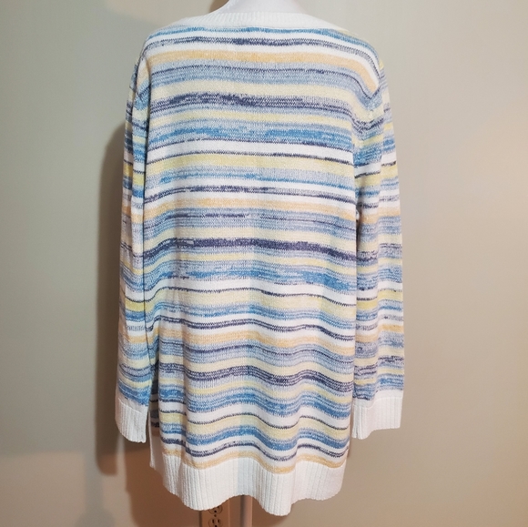 Talbots cotton blend mixed yarn stripe long sleeve sweater. 1X. NWT - Picture 4 of 12